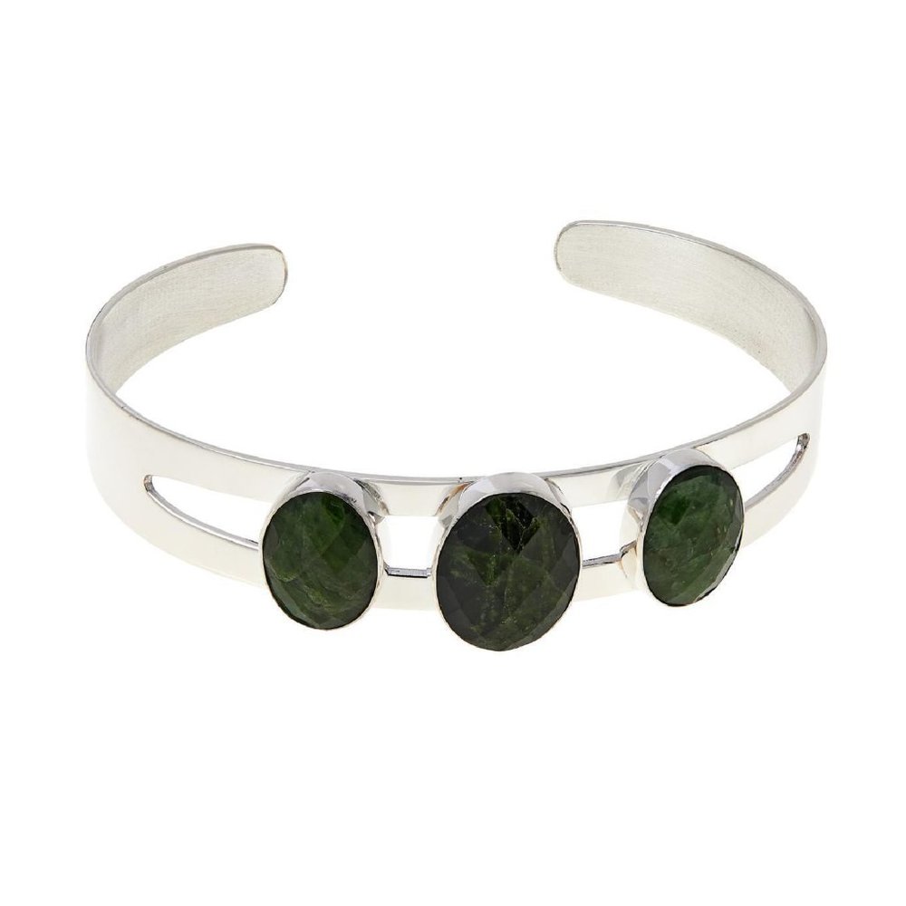 Jay King Sterling Silver 6-3/4" Green Chrome Diopside Cuff Bracelet